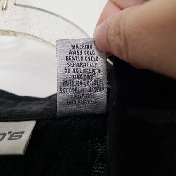 Chicos 0 Linen Silk Shirt Artsy Oversized Black Button Front Womens Size XS - Picture 6 of 10